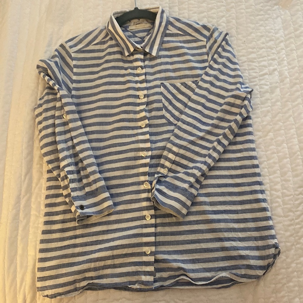 Barbour Beacon -Lightweight Cotton Blue and White Stripped Button Down